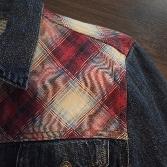 Gap + Pendleton 1969 Icon Plaid Panel Accent Denim Jeans Jacket - Picture 7 of 9